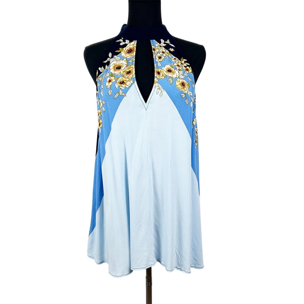 Free People Beat of My Heart Tunic/Dress Blue Floral Bow Anthro Womens Sz Small - Picture 3 of 10